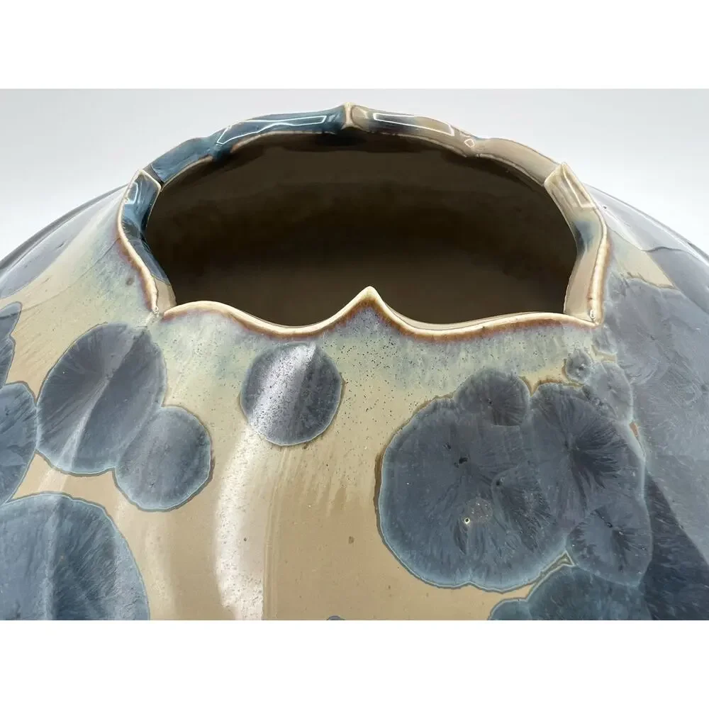 Bill Buckingham Blue Crystalline Art Pottery Vase 5” Made in Hawaii Signed